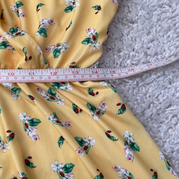 Alexia Admor Oakless Flutter Sleeve Fit & Flare Yellow Floral Dress Size Medium - Picture 11 of 13